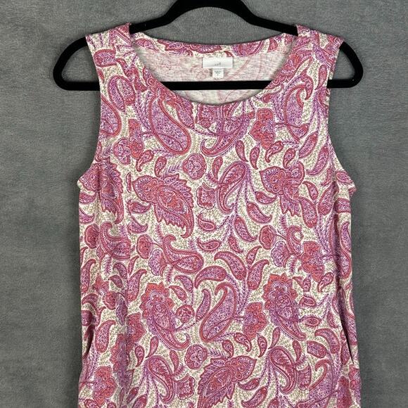 J Jill Dress Womens Small Pink Paisley Pockets Stretch Comfort Beach Boho Preppy - Picture 2 of 13